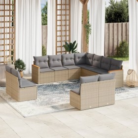 Set de sofás de jardín 11pzas con cojines ratán sintético beige by , Garden sets - Ref: Foro24-3258489, Price: 661,85 €, Disc...