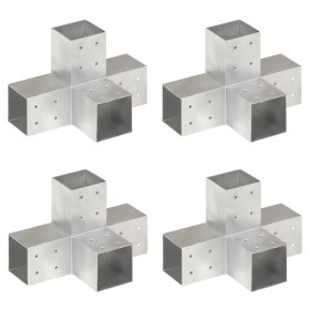 Conectores de postes en X 4 uds metal galvanizado 81x81 mm