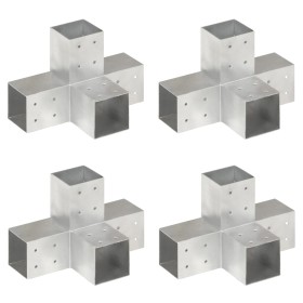 X-shaped post connectors 4 units galvanized metal 81x81 mm by vidaXL, fence posts - Ref: Foro24-145468, Price: 89,25 €, Disco...