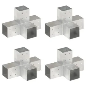 X-shaped post connectors 4 units galvanized metal 81x81 mm by vidaXL, fence posts - Ref: Foro24-145468, Price: 77,39 €, Disco...