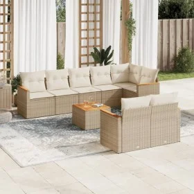 Set de sofás de jardín 9 pzas con cojines ratán sintético beige by , Garden sets - Ref: Foro24-3258558, Price: 643,01 €, Disc...