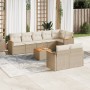 Set de sofás de jardín 9 pzas con cojines ratán sintético beige by , Garden sets - Ref: Foro24-3258558, Price: 598,59 €, Disc...