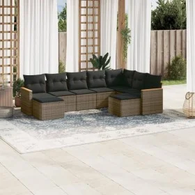 Set de muebles de jardín 9 pzas y cojines ratán sintético gris by , Garden sets - Ref: Foro24-3258945, Price: 519,71 €, Disco...