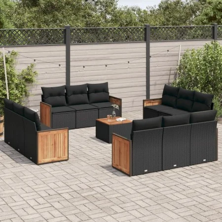 Garden sofa set with 13-piece black synthetic rattan cushions by , Garden sets - Ref: Foro24-3259920, Price: 907,34 €, Discou...
