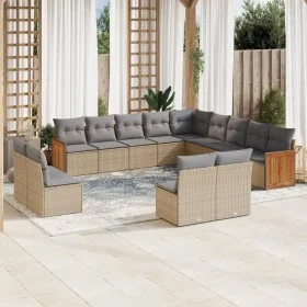 Set sofás de jardín con cojines 13 pzas ratán sintético beige by , Garden sets - Ref: Foro24-3260568, Price: 814,43 €, Discou...
