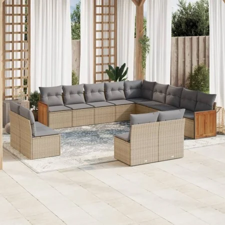 Gartensofagarnitur mit 13-teiligen Kissen aus synthetischem Rattan in Beige. von , Gartensets - Ref: Foro24-3260568, Preis: 8...
