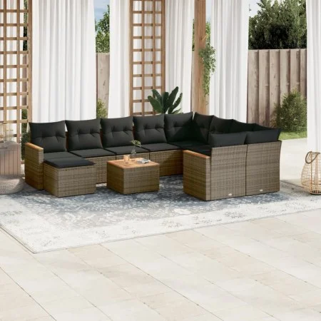 Set de sofás de jardín 11 pzas y cojines ratán sintético gris by , Garden sets - Ref: Foro24-3258966, Price: 633,60 €, Discou...
