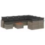 Set de sofás de jardín 11 pzas y cojines ratán sintético gris by , Garden sets - Ref: Foro24-3258966, Price: 633,60 €, Discou...