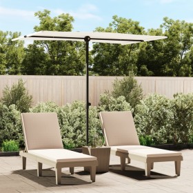 Sombrilla de jardín con palo de aluminio blanco arena 2x1,5 m
