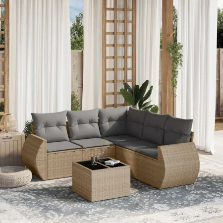 Juego de sofás jardín con cojines 6 pzas ratán sintético beige by , Garden sets - Ref: Foro24-3221358, Price: 408,97 €, Disco...