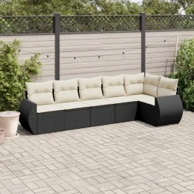 Set de sofás de jardín 6 piezas y cojines ratán sintético negro by , Garden sets - Ref: Foro24-3221385, Price: 397,78 €, Disc...