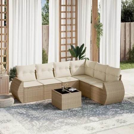 Set sofás de jardín 7 piezas y cojines ratán sintético beige by , Garden sets - Ref: Foro24-3221417, Price: 524,69 €, Discoun...