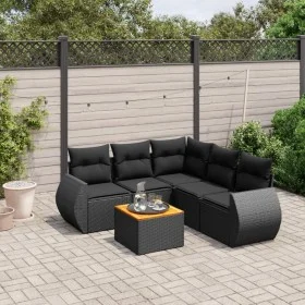 Set de sofás de jardín 6 piezas y cojines ratán sintético negro by , Garden sets - Ref: Foro24-3224998, Price: 413,01 €, Disc...