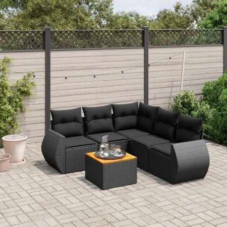 Set de sofás de jardín 6 piezas y cojines ratán sintético negro by , Garden sets - Ref: Foro24-3224998, Price: 413,01 €, Disc...