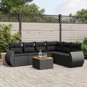 Set de comedor de jardín 7 pzas y cojines ratán sintético negro by , Garden sets - Ref: Foro24-3225019, Price: 477,82 €, Disc...