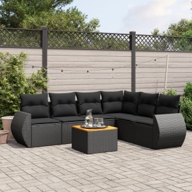 Set de comedor de jardín 7 pzas y cojines ratán sintético negro de , Conjuntos de jardín - Ref: Foro24-3225019, Precio: 449,6...