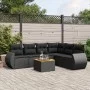 Set de comedor de jardín 7 pzas y cojines ratán sintético negro de , Conjuntos de jardín - Ref: Foro24-3225019, Precio: 476,4...