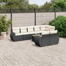 8-teiliges Gartensofa-Set und Kissen aus schwarzem Kunststoff-Rattan. von , Gartensets - Ref: Foro24-3225090, Preis: 599,48 €...