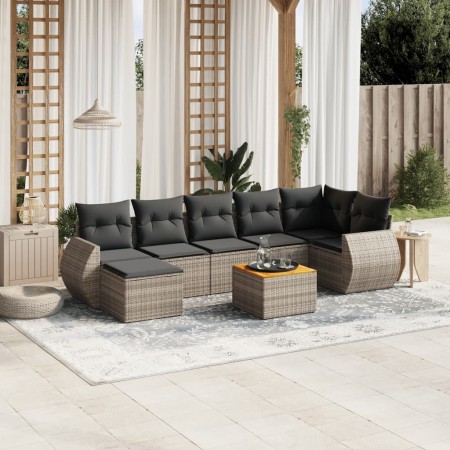 Gartensofagarnitur 8-teilig mit grauen Polstern aus synthetischem Rattan von , Gartensets - Ref: Foro24-3225115, Preis: 475,3...