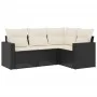 Juego de sofás jardín 4 pzas con cojines ratán sintético negro by , Garden sets - Ref: Foro24-3218896, Price: 265,43 €, Disco...