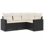 Juego de sofás jardín 4 pzas con cojines ratán sintético negro by , Garden sets - Ref: Foro24-3218896, Price: 259,40 €, Disco...