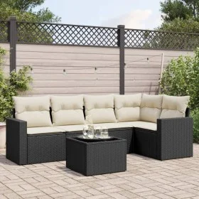 Set de sofás de jardín 6 piezas y cojines ratán sintético negro by , Garden sets - Ref: Foro24-3218926, Price: 368,89 €, Disc...
