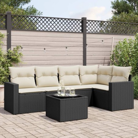 6-teiliges Gartensofa-Set und Kissen aus schwarzem Kunststoff-Rattan. von , Gartensets - Ref: Foro24-3218926, Preis: 360,65 €...