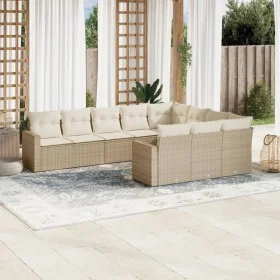 Gartensofa-Set mit 10-teiligen beigen Kissen aus synthetischem Rattan. von , Gartensets - Ref: Foro24-3219478, Preis: 663,70 ...