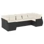 Set de comedor de jardín 7 pzas y cojines ratán sintético negro by , Modular outdoor sofas - Ref: Foro24-3221785, Price: 473,...