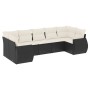 Set de comedor de jardín 7 pzas y cojines ratán sintético negro by , Modular outdoor sofas - Ref: Foro24-3221785, Price: 433,...