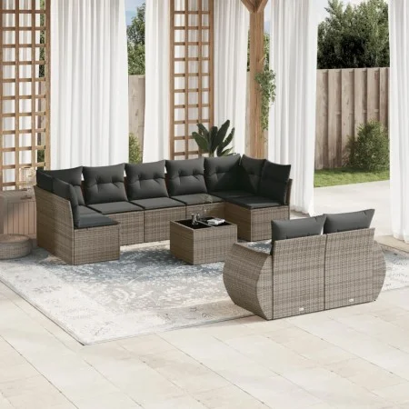 Set de sofás de jardín 10 pzas con cojines ratán sintético gris by , Modular outdoor sofas - Ref: Foro24-3221829, Price: 612,...