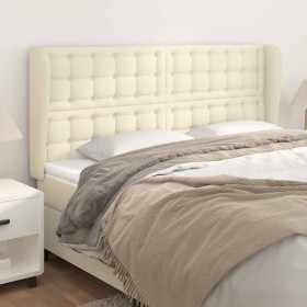 Cabecero con orejas cuero sintético crema 163x23x118/128cm