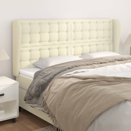 Cabecero con orejas cuero sintético crema 163x23x118/128cm