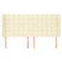 Cabecero con orejas cuero sintético crema 163x23x118/128cm