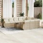 Gartensofa-Set 11-teilig mit beigen Polstern aus synthetischem Rattan von , Modulare Sofas für den Außenbereich - Ref: Foro24...