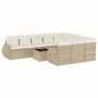 Gartensofa-Set 11-teilig mit beigen Polstern aus synthetischem Rattan von , Modulare Sofas für den Außenbereich - Ref: Foro24...
