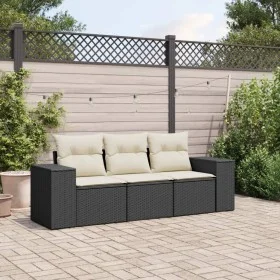 Set de sofás de jardín con cojines 3 pzas ratán sintético negro by , Modular outdoor sofas - Ref: Foro24-3222255, Price: 218,...