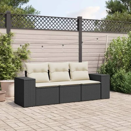 Set de sofás de jardín con cojines 3 pzas ratán sintético negro by , Modular outdoor sofas - Ref: Foro24-3222255, Price: 218,...