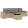 Juego de sofás jardín con cojines 5 pzas ratán sintético beige by , Modular outdoor sofas - Ref: Foro24-3222288, Price: 313,7...