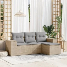 Juego de sofás jardín con cojines 4 pzas ratán sintético beige by , Modular outdoor sofas - Ref: Foro24-3222468, Price: 266,8...