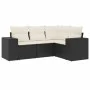 Gartensitzgruppe 4-teilig mit schwarzen Polstern aus synthetischem Rattan von , Modulare Sofas für den Außenbereich - Ref: Fo...
