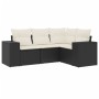 Juego de sofás jardín 4 pzas con cojines ratán sintético negro by , Modular outdoor sofas - Ref: Foro24-3222505, Price: 268,0...