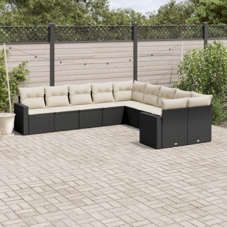 Set de sofás de jardín 10 pzas cojines ratán sintético negro by , Modular outdoor sofas - Ref: Foro24-3251843, Price: 594,42 ...