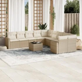 Set de sofás de jardín 11pzas con cojines ratán sintético beige by , Modular outdoor sofas - Ref: Foro24-3251855, Price: 719,...
