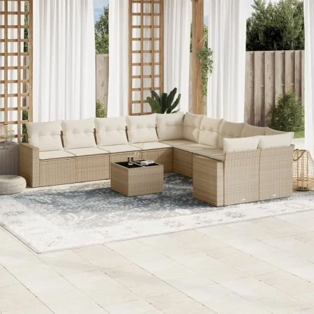 Gartensofa-Set 11-teilig mit beigen Polstern aus synthetischem Rattan von , Modulare Sofas für den Außenbereich - Ref: Foro24...