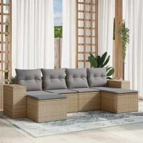Gartensofa-Set mit 6-teiligen Kissen aus synthetischem Rattan in Beige. von , Gartensets - Ref: Foro24-3222918, Preis: 363,87...