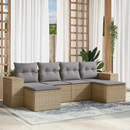 Juego de sofás jardín con cojines 6 pzas ratán sintético beige by , Garden sets - Ref: Foro24-3222918, Price: 363,87 €, Disco...