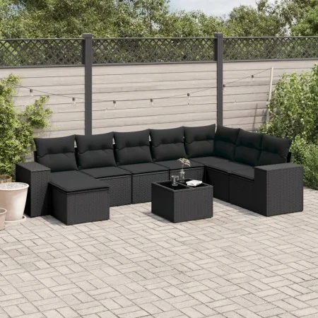 Set de sofás de jardín 8 piezas y cojines ratán sintético negro by , Garden sets - Ref: Foro24-3222964, Price: 606,77 €, Disc...