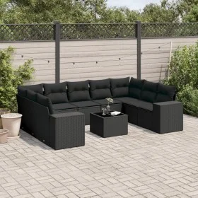 Set de sofás de jardín 10 pzas cojines ratán sintético negro by , Garden sets - Ref: Foro24-3223004, Price: 677,44 €, Discoun...