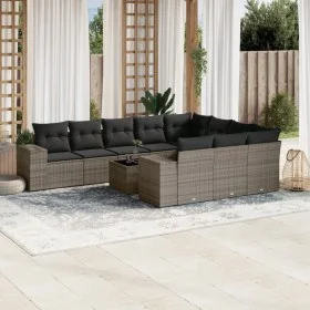 Set de sofás de jardín 11 pzas y cojines ratán sintético gris by , Garden sets - Ref: Foro24-3223099, Price: 668,96 €, Discou...